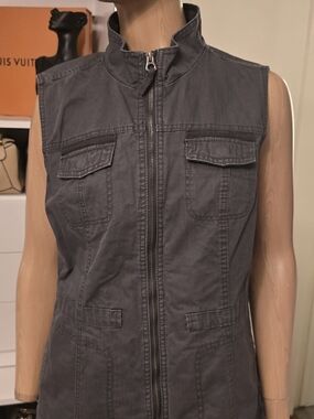 a new day Gray Sleeveless Zip-Front Utility Vest